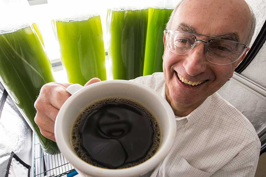 Researcher with coffee.