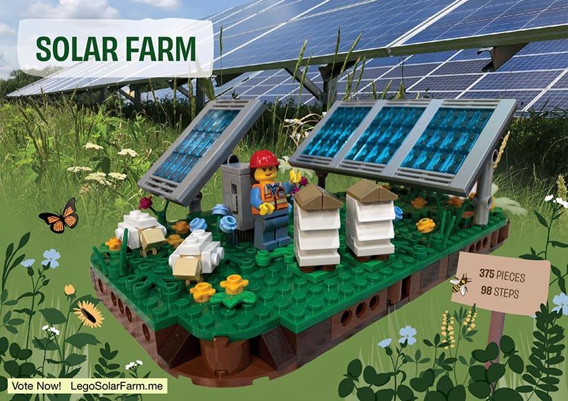 The LEGO® solar farm kit has 375 pieces, including an engineer/site manager. Images courtesy of Rob Davis The LEGO® solar farm kit has 375 pieces, including an engineer/site manager. Images courtesy of Rob Davis