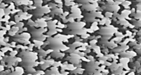 A picture of a surface under a microscope.
